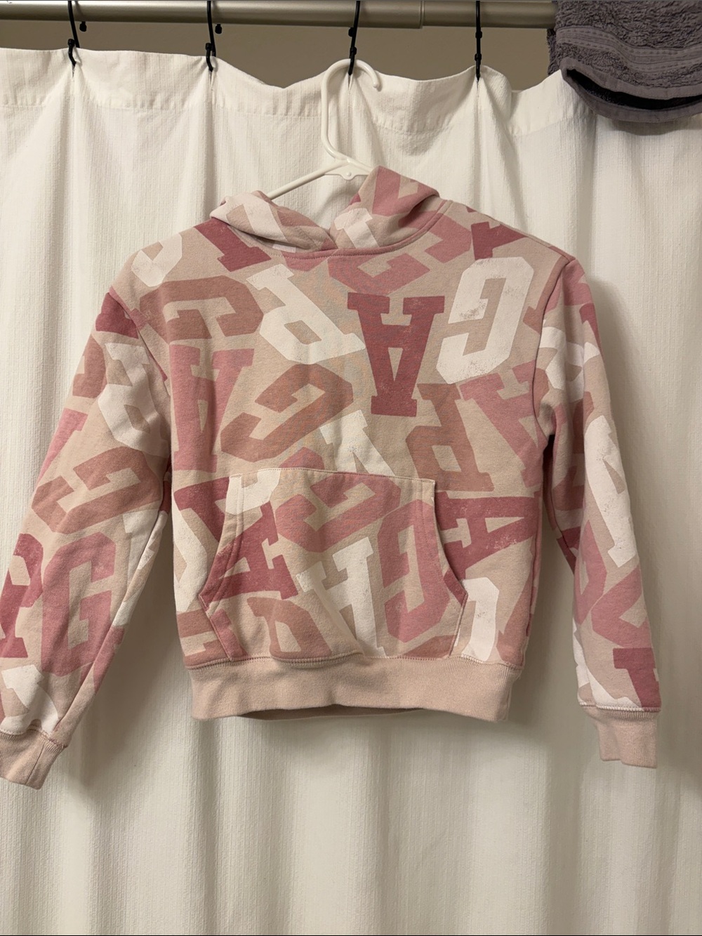 GAP Pink & Cream Logo-Print Kids Hoodie